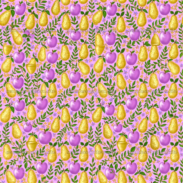 Colorful Fruit and Floral Botanical Pattern — seamless tileable pattern
