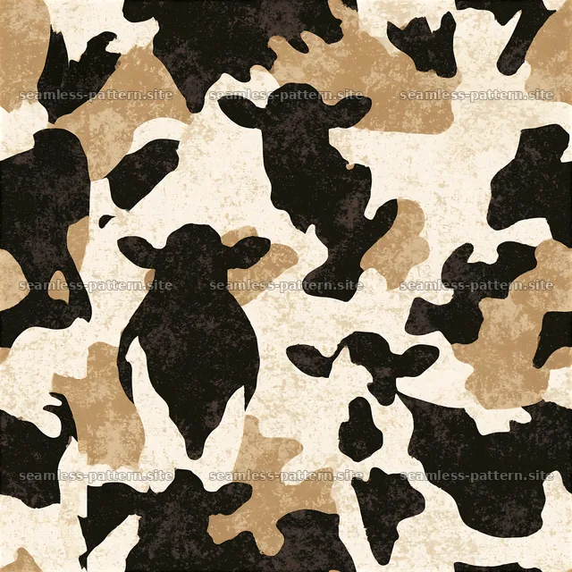 Seamless creamy cowhide repeat pattern with distinct black and brown — seamless tileable pattern