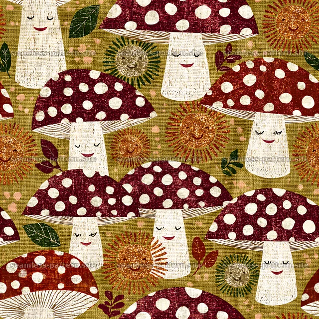 Adorable Mushroom Seamless Pattern for Kids — seamless tileable pattern