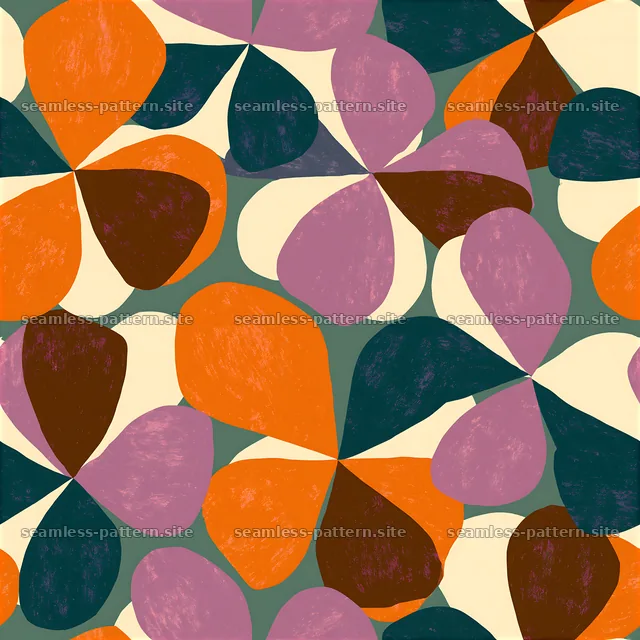 Colorful leaf shapes create a bold seamless pattern — seamless tileable pattern