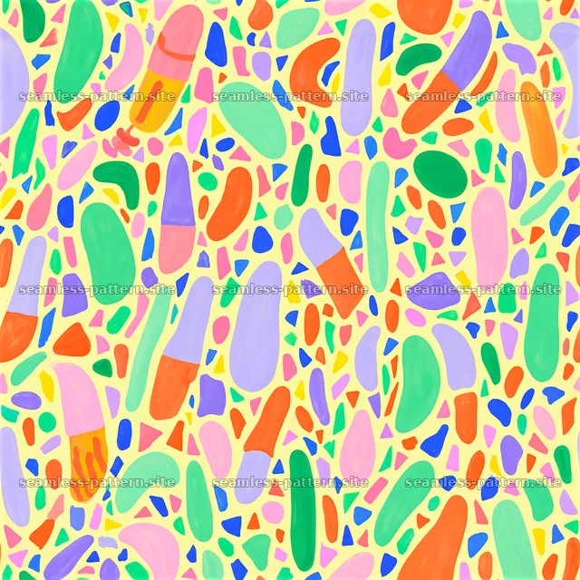 Colorful terrazzo seamless pattern with bright shapes and colors — seamless tileable pattern