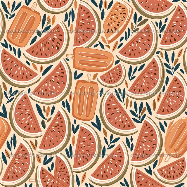 Colorful Watermelon and Popsicle Seamless Pattern — seamless tileable pattern