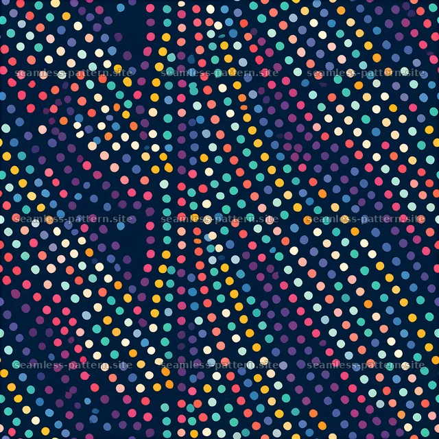 Colorful Polka Dot Seamless Pattern on Navy — seamless tileable pattern