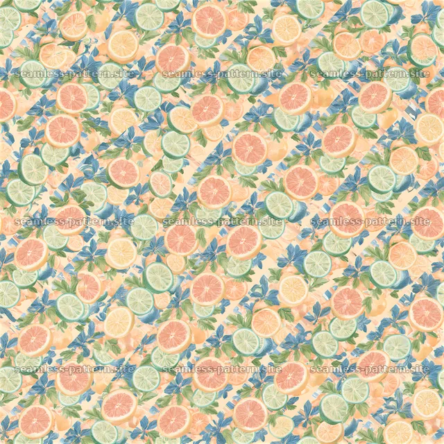 Colorful Citrus Fruit and Leaf Seamless Pattern — seamless tileable pattern