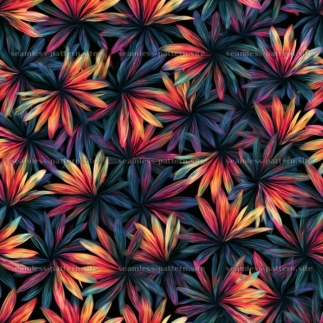 Vibrant rainbow petals tileable pattern creates a colorful floral — seamless tileable pattern