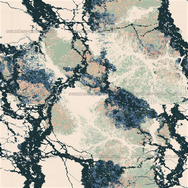 Seamless digital camouflage marble pattern with green and blue tones — seamless tileable pattern