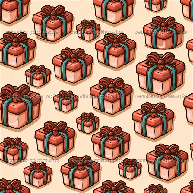 Repeating pattern with cheerful gift boxes on soft background — seamless tileable pattern
