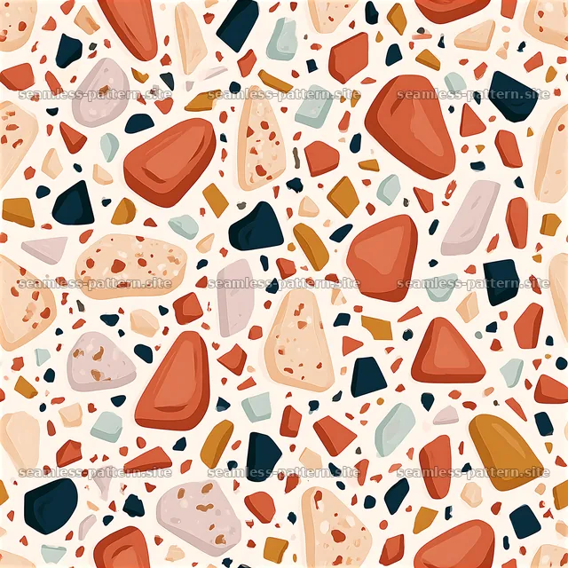 Colorful abstract seamless pattern with diverse stone shapes — seamless tileable pattern