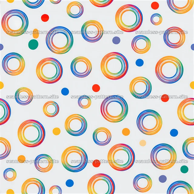 Rainbow irregular circles seamless pattern on a white background — seamless tileable pattern