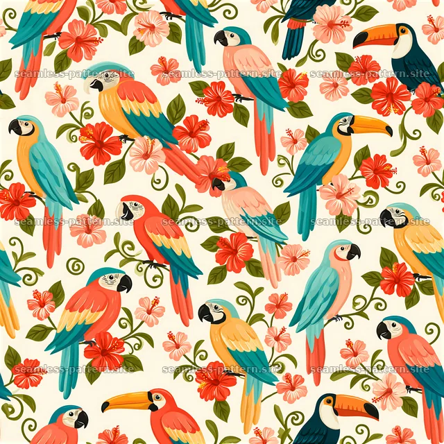 Bright tropical birds seamless pattern for decorative use — seamless tileable pattern