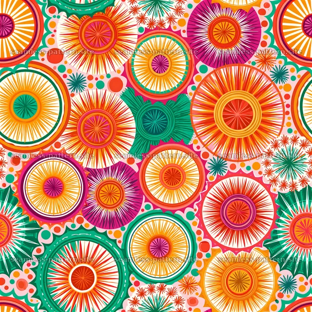 Colorful Radiating Sunburst Seamless Pattern — seamless tileable pattern