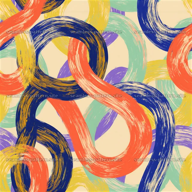 Bright brushstroke loops create an engaging seamless pattern — seamless tileable pattern