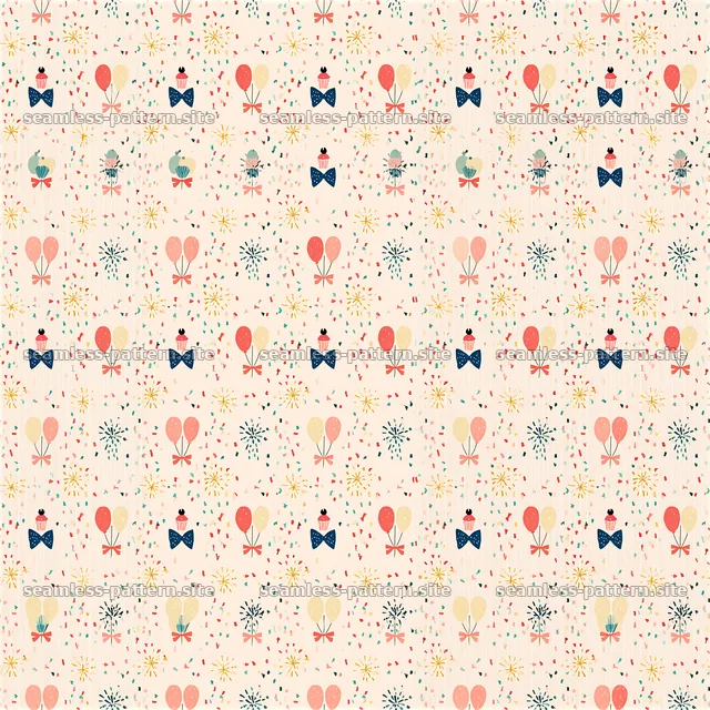 Colorful balloons and party elements in seamless design — seamless tileable pattern