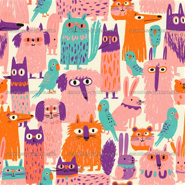 Funky animal tileable pattern creates a seamless pattern for decor — seamless tileable pattern