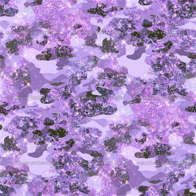 Purple glitter camouflage seamless pattern with shades of purple — seamless tileable pattern
