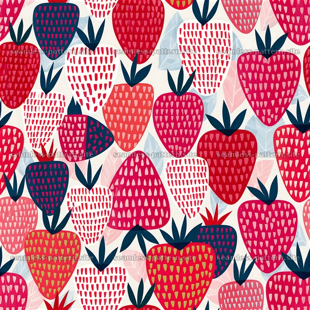 Colorful pattern featuring strawberries on a light background — seamless tileable pattern