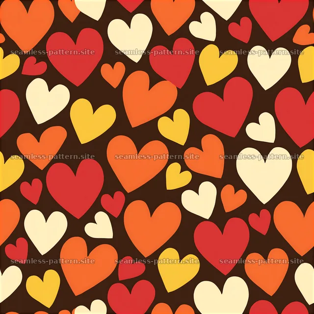 Colorful heart motif seamless pattern on a dark background — seamless tileable pattern