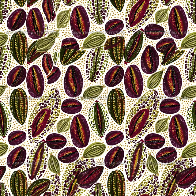 Coffee beans and cardamom seamless pattern for design projects — seamless tileable pattern