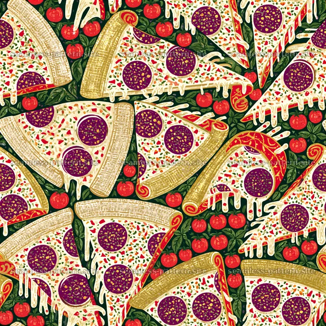 Seamless flat illustration pizza pattern — seamless tileable pattern
