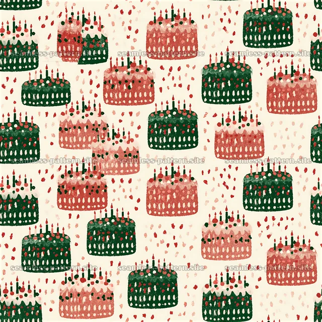 Birthday Cake Repeat Pattern with Candles — seamless tileable pattern
