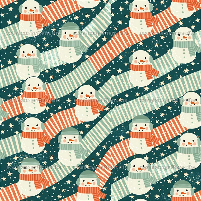 Cute Snowman and Star Winter Seamless Pattern — seamless tileable pattern