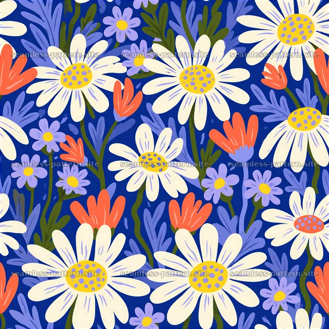 Funky Daisy Floral Seamless Pattern — seamless tileable pattern