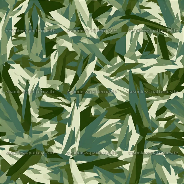 Green camouflage wallpaper seamless pattern with sharp leaves — seamless tileable pattern