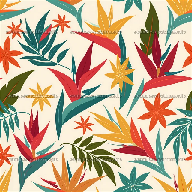 Tropical flower seamless texture creates a colorful and lively surface pattern — seamless tileable pattern