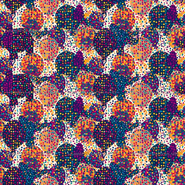 Colorful pattern with abstract shapes and dots — seamless tileable pattern