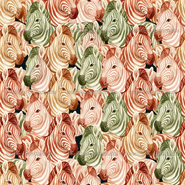 Colorful zebra heads in a seamless pattern design — seamless tileable pattern