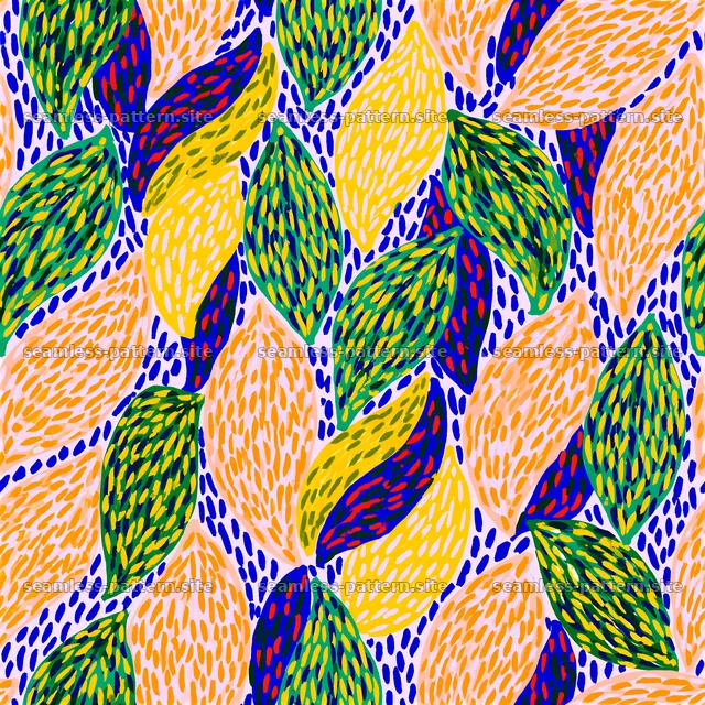 Colorful leaf seamless pattern with varied shapes and textures — seamless tileable pattern