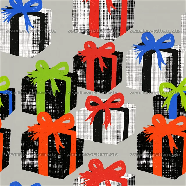 Bright Bow-Wrapped Gift Boxes Seamless Pattern — seamless tileable pattern