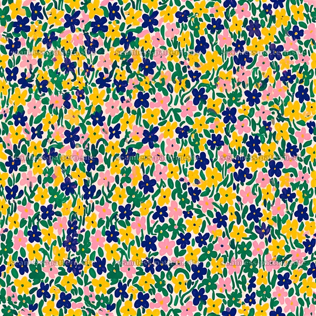 Retro Rainbow Flowers Seamless Pattern — seamless tileable pattern