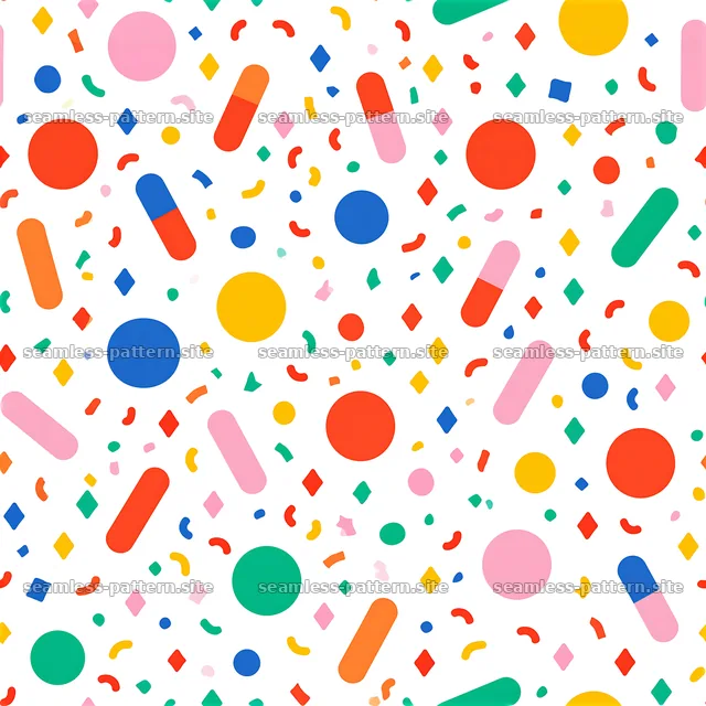 Colorful confetti seamless pattern for kids with circles and shapes — seamless tileable pattern