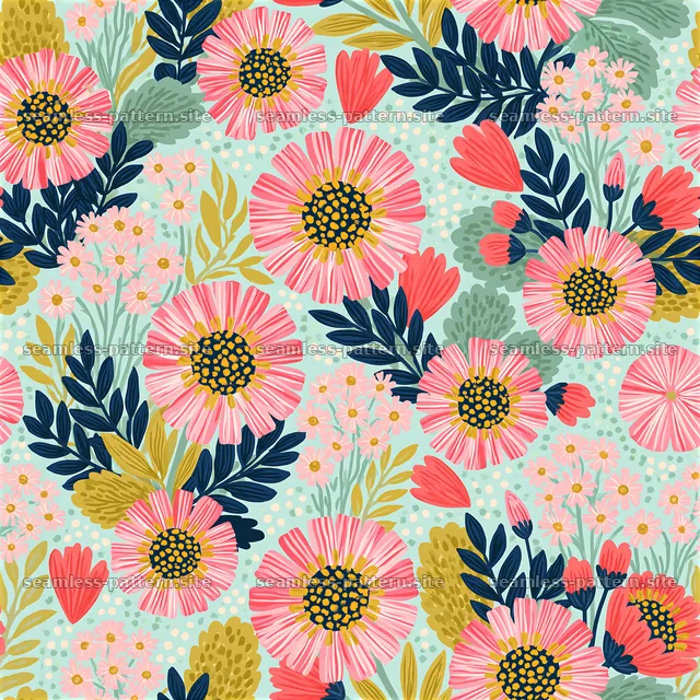 Funky Daisy Floral Seamless Pattern — seamless tileable pattern