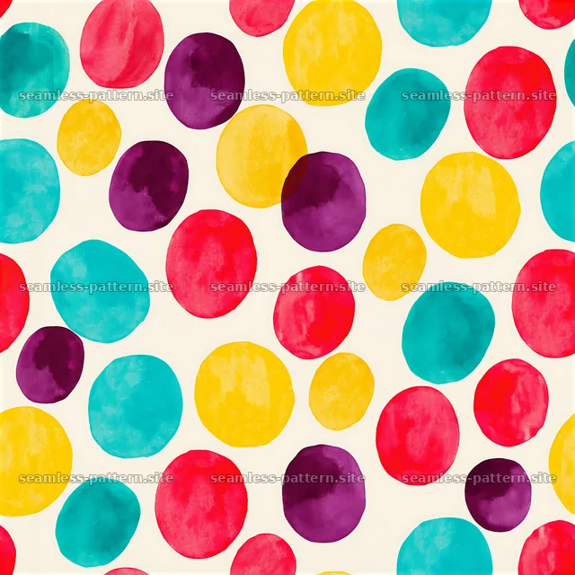 Bold painted dots tileable pattern with colorful circles on light — seamless tileable pattern