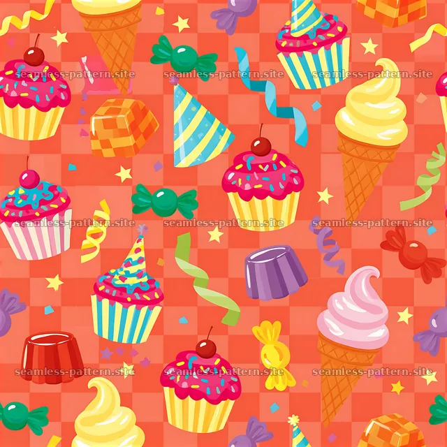 Birthday Party Sweets Seamless Pattern — seamless tileable pattern