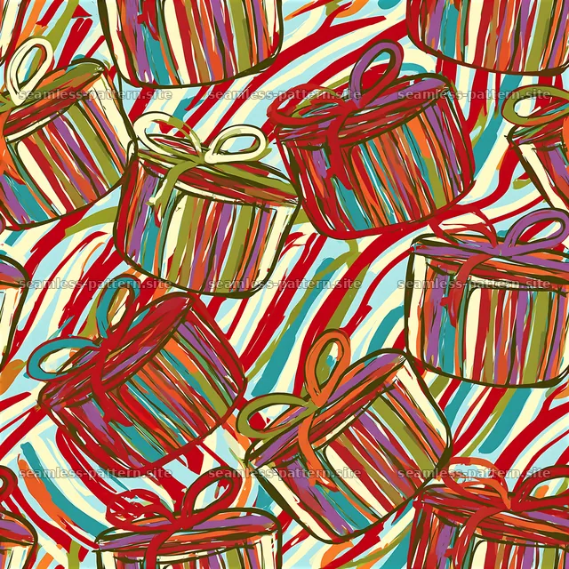 Colorful gift boxes on a vibrant background seamless pattern — seamless tileable pattern