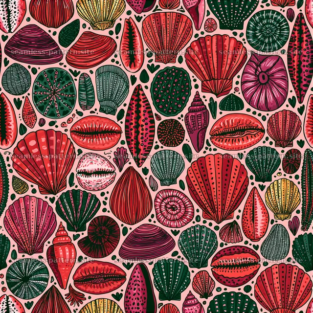 Colorful Seashells Seamless Pattern — seamless tileable pattern