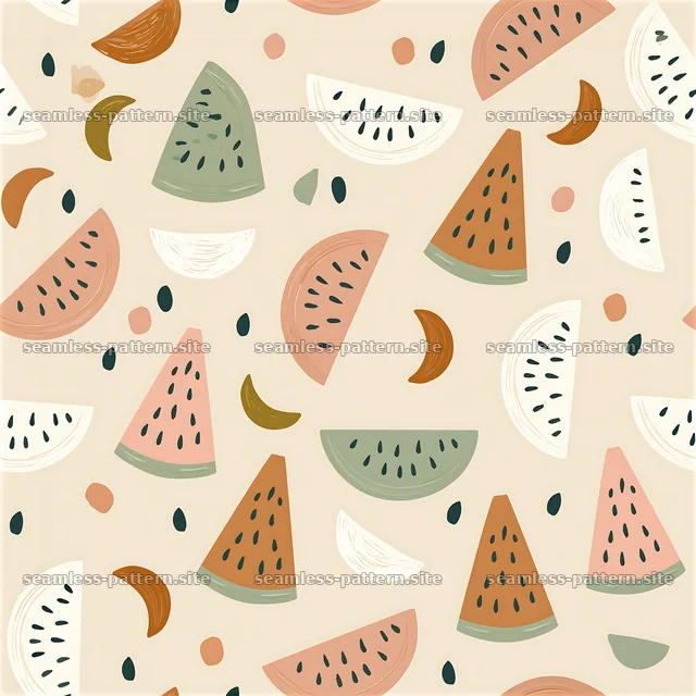 Playful watermelon seamless pattern for kids in bright colors — seamless tileable pattern