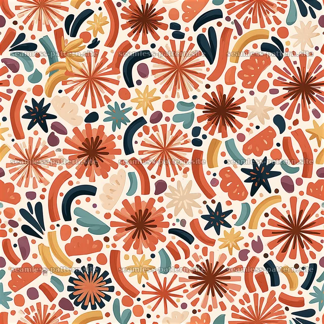 Funky Party Floral Abstract Seamless Pattern — seamless tileable pattern
