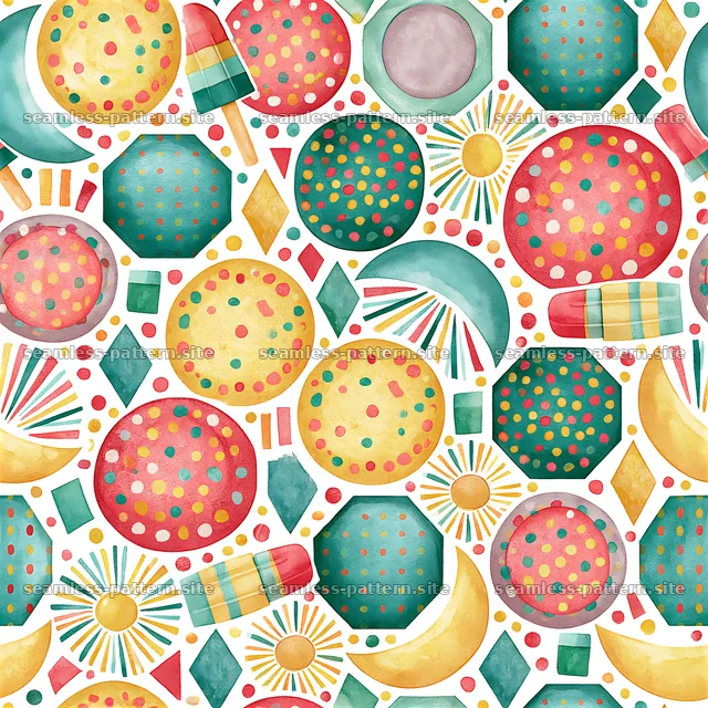Colorful geometric birthday party seamless pattern — seamless tileable pattern