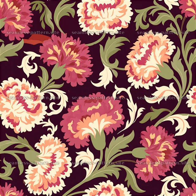 Bold floral seamless pattern with pink blooms on dark background — seamless tileable pattern