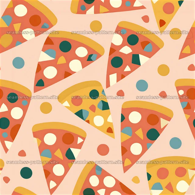 Colorful Pizza Slice Seamless Pattern — seamless tileable pattern