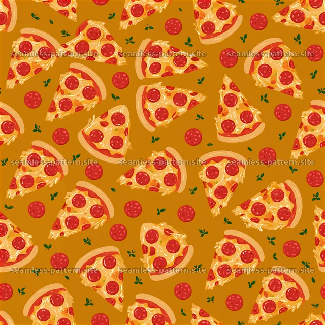 Seamless red and yellow pizza pattern for fun design projects — seamless tileable pattern