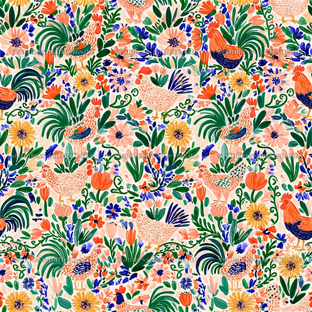 Colorful floral and bird design seamless pattern for various uses — seamless tileable pattern