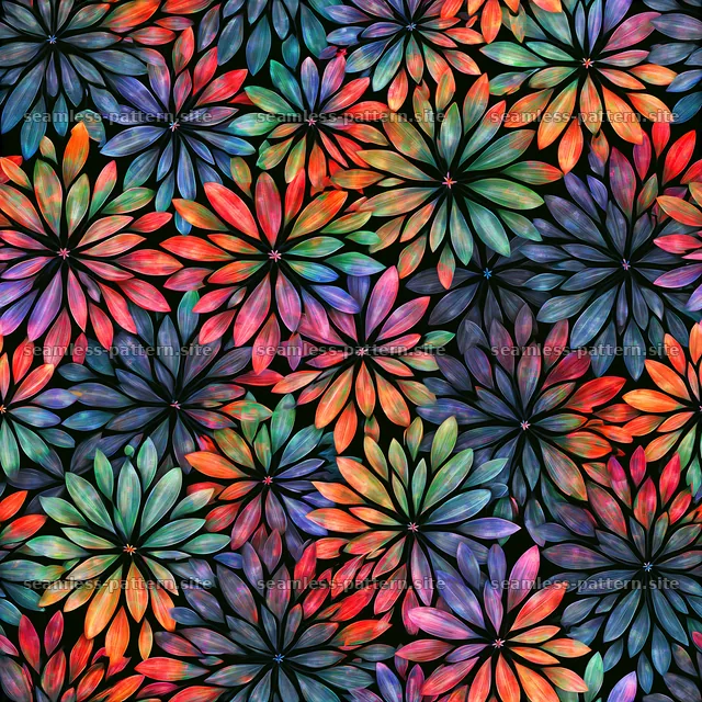 Vibrant rainbow petals create a seamless pattern with different colors — seamless tileable pattern