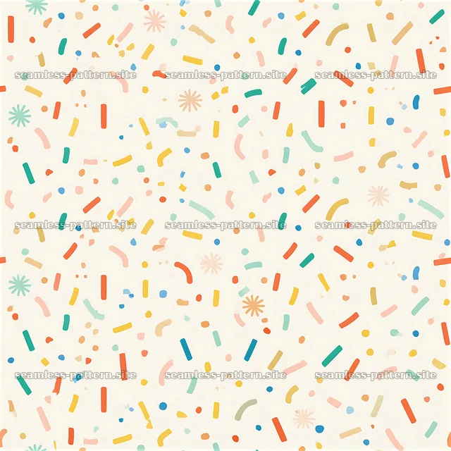 Colorful confetti pattern with playful shapes on a light background — seamless tileable pattern
