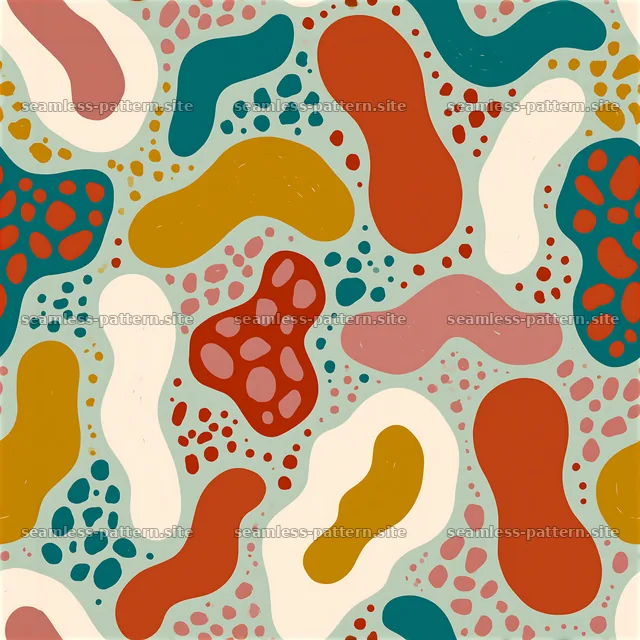 Bright scattered organic shapes seamless pattern in bold colors — seamless tileable pattern