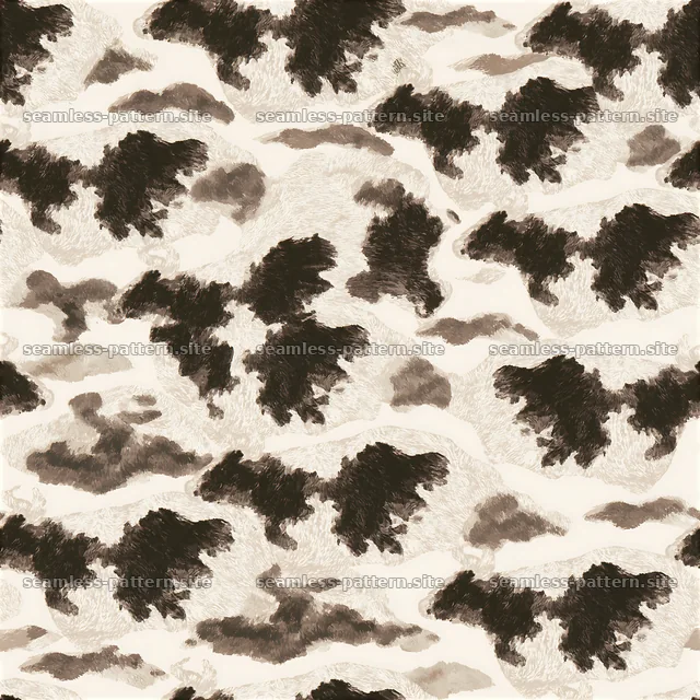 Seamless illustrated cowhide pattern with gray and black spots — seamless tileable pattern